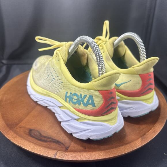Hoka One One Clifton 8 Womens Size 7 B Yellow Athletic Running Shoes Sneakers - Picture 3 of 9